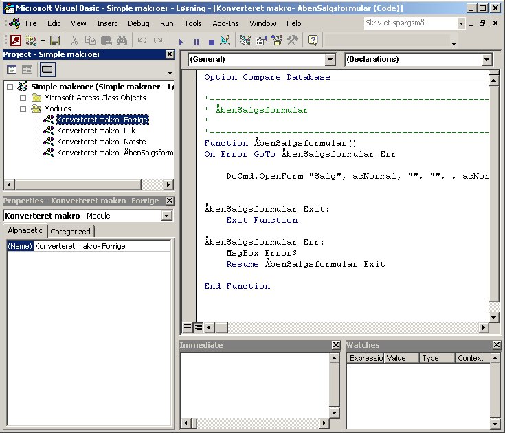 Access VBA kursus - VBA Editor - fjernundervisning