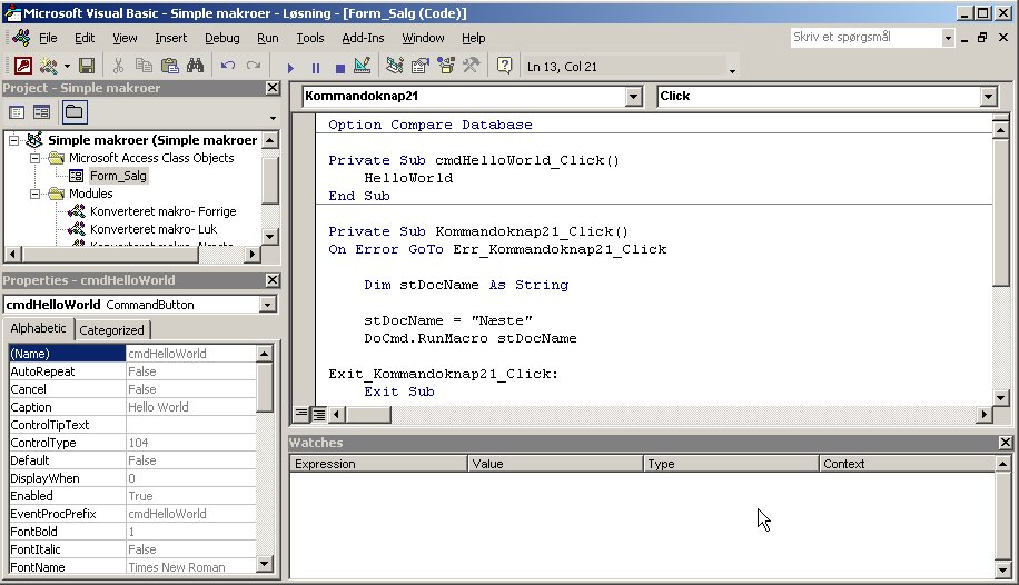 Access VBA kursus - VBA Editor 7 - fjernundervisning