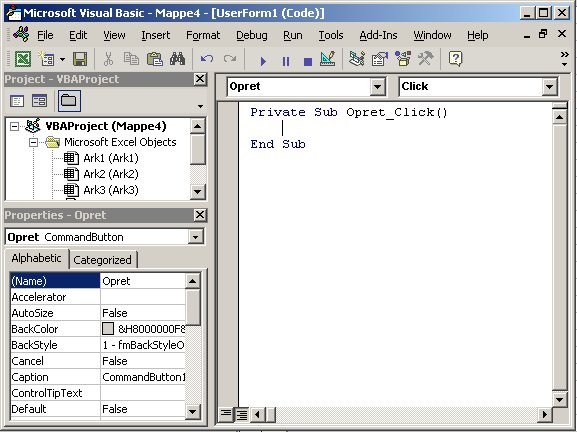 Excel VBA kursus - userform hændelsesprocedure - fjernundervisning